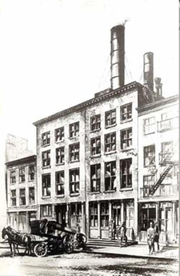 Sketch of Thomas Edison's Pearl Street Station, lower Manhattan, 1882